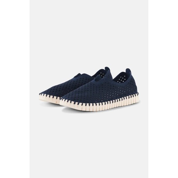 Ilse Jacobsen Tulip Slip-In Perforated Sneakers Sz 37 US 6.5-7 Blue Laser Cut - Picture 1 of 12